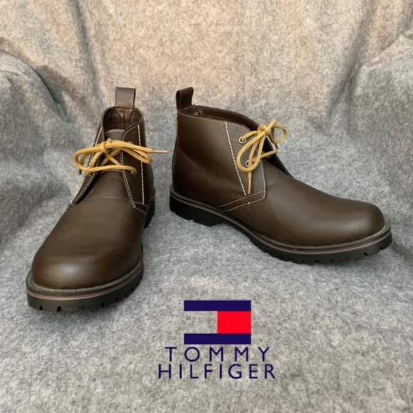 Tommy Hilfiger Men's Lace Up Casual Dress Brown Ankle Boots - Picture 1 of 12